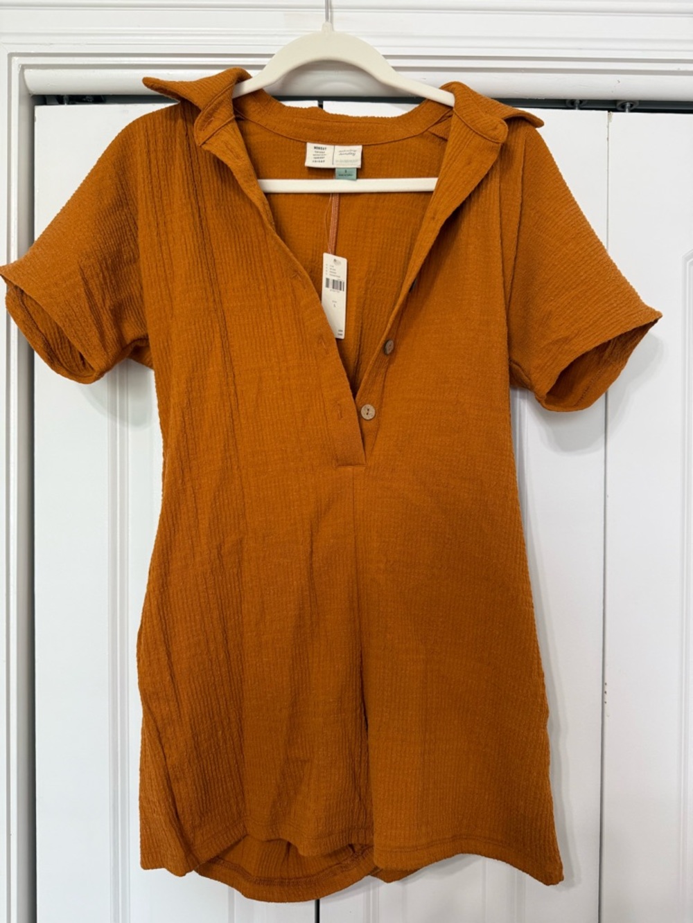 Anthropologie Rust Orange Short-Sleeve Romper